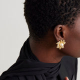 1980s Vintage Christian Dior Flower Clip-On Earrings
