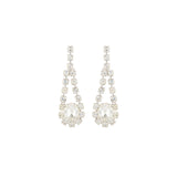 1980s Vintage Rhodium Crystal Drop Earrings