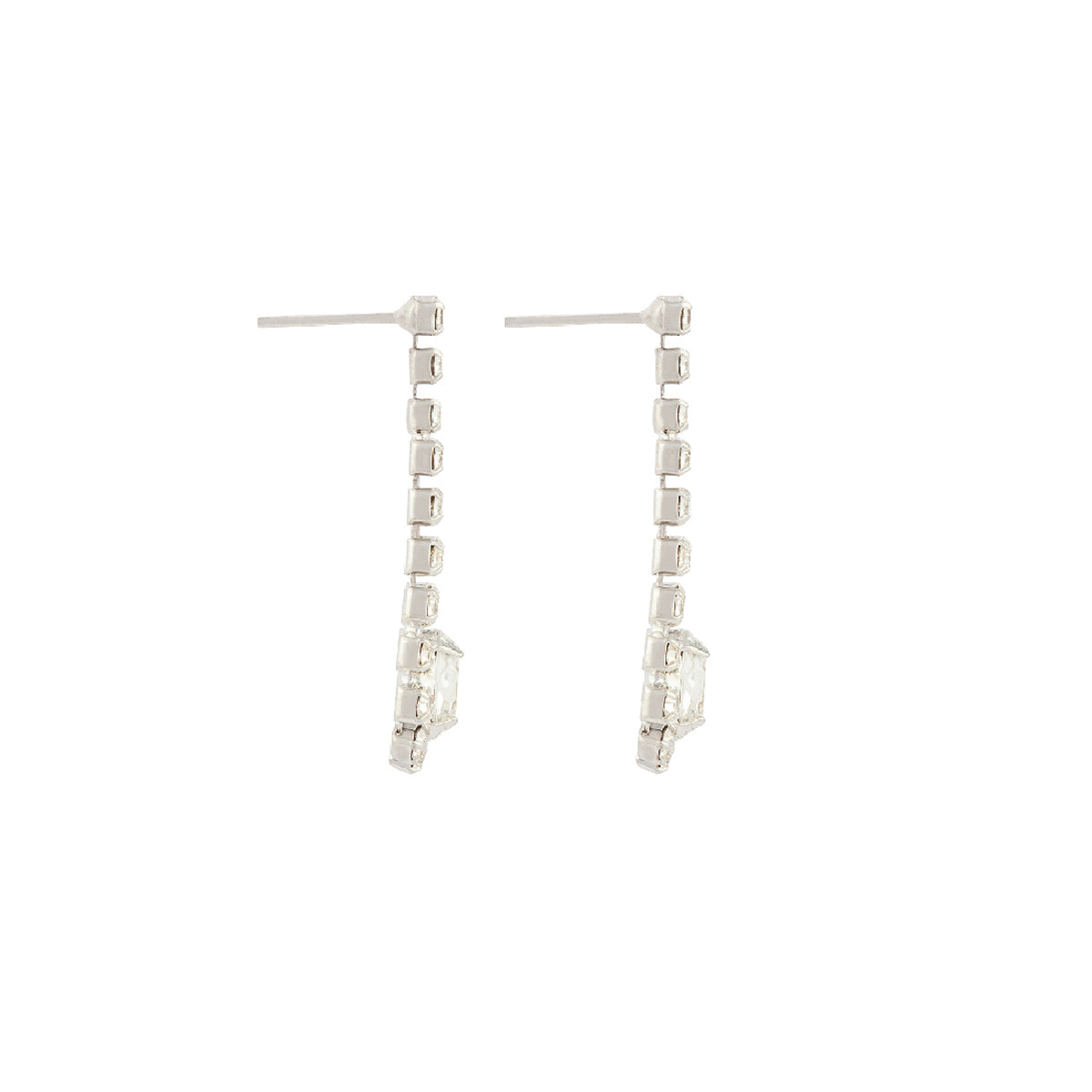 1980s Vintage Rhodium Crystal Drop Earrings