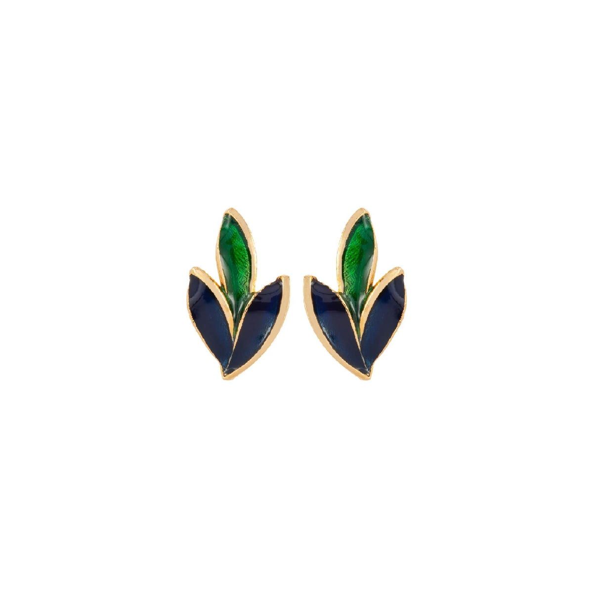 1980s Vintage Plated Leaf Post Earrings