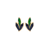1980s Vintage Gold Plated Leaf Post Earrings