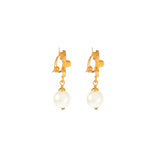 1996 Vintage Chanel Logo Pearl Drop Earrings