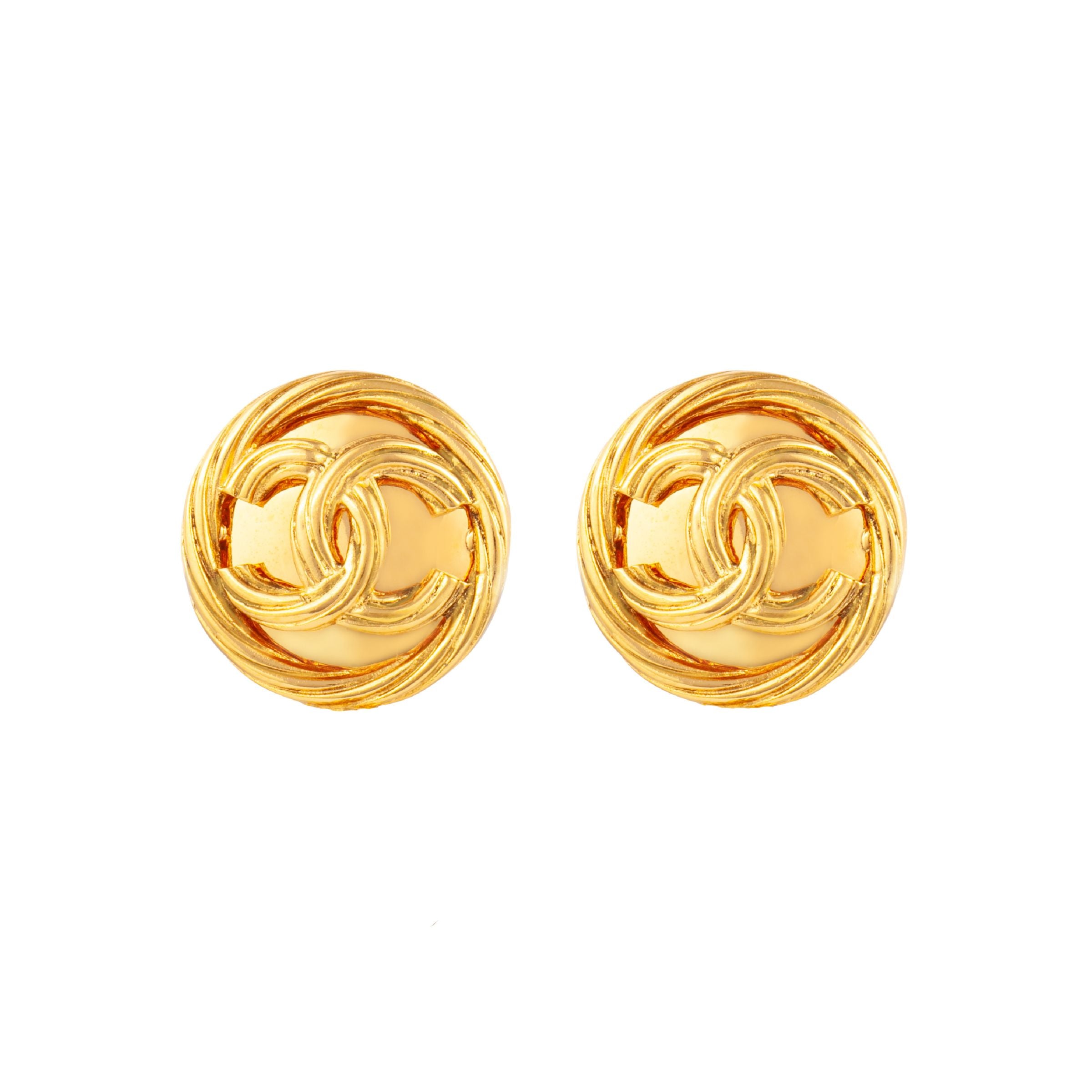 1980s Vintage Chanel Roped Logo Earrings