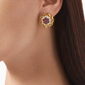 1980s Vintage Amethyst Crystal Clip-On Earrings