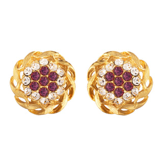 1980s Vintage Amethyst Crystal Clip-On Earrings