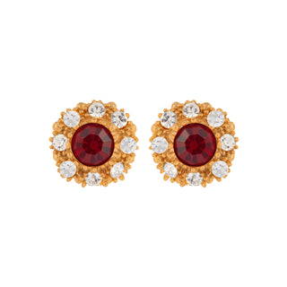 1980s Vintage Ruby Red Crystal Clip-On Earrings