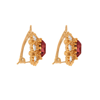 1980s Vintage Ruby Red Crystal Clip-On Earrings