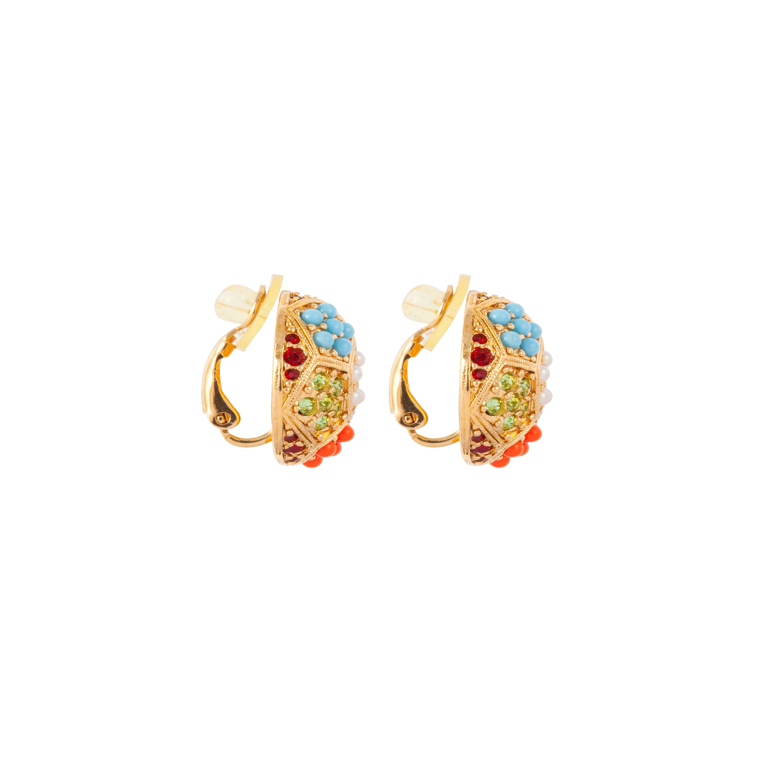 1980s Vintage D'Orlan Colourful Round Clip-On Earrings