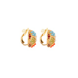 1980s Vintage D'Orlan Colourful Round Clip-On Earrings