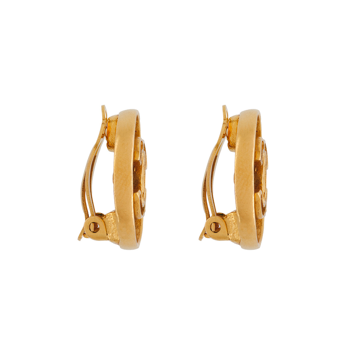 2001 Chanel Logo Clip-On Earrings