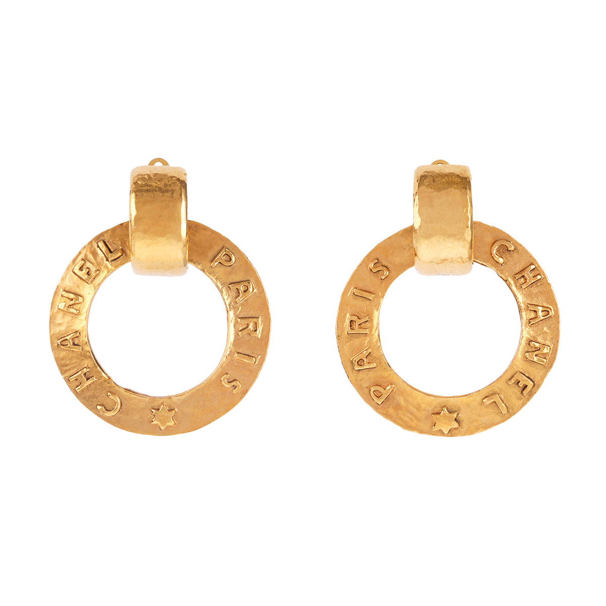 1990s Vintage Chanel Door Knocker Clip-On Earrings