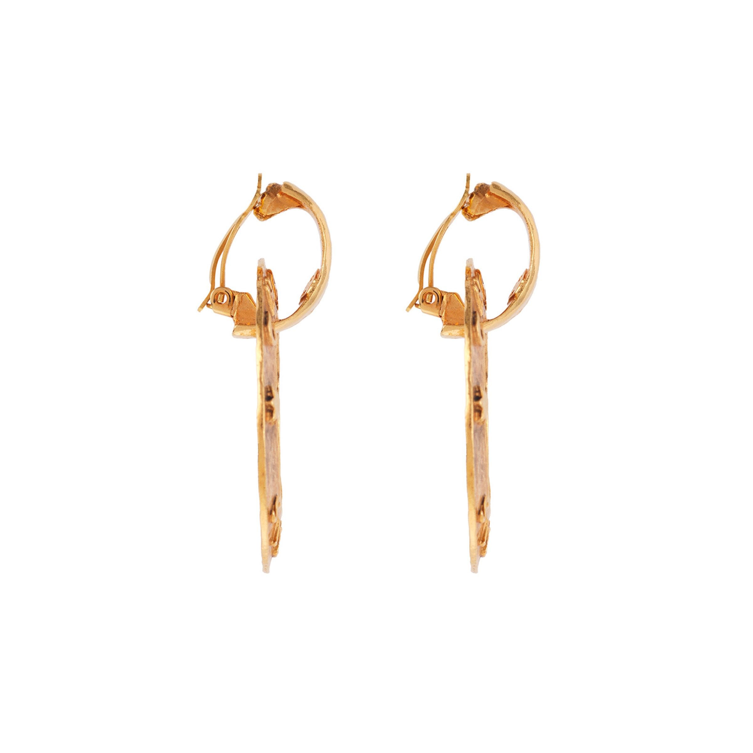 1990s Vintage Chanel Door Knocker Clip-On Earrings