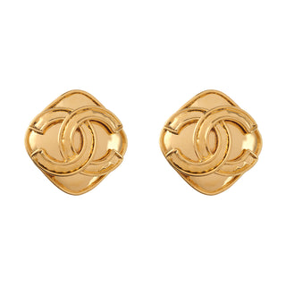 1994 Vintage Chanel Logo Clip-On Earrings