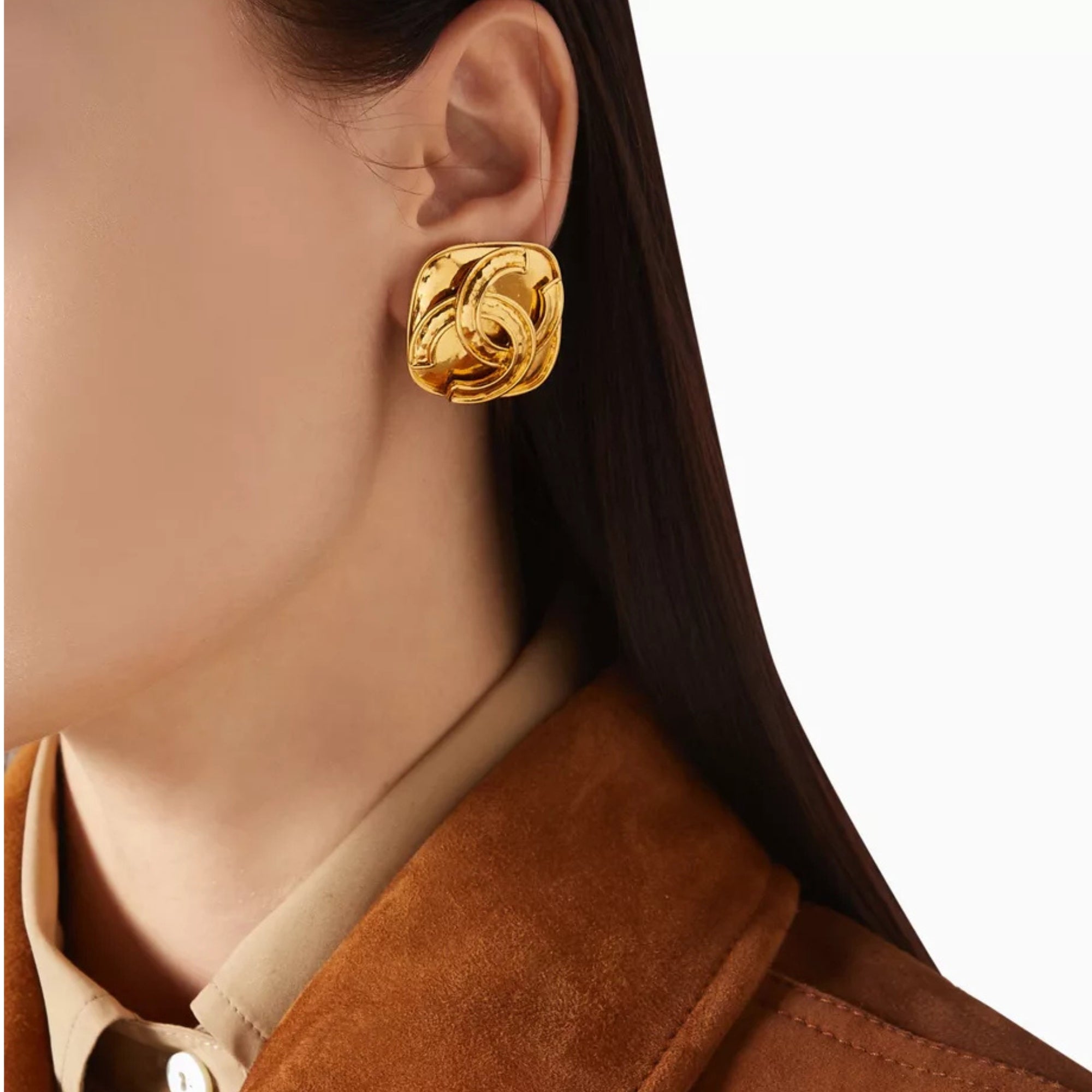 1994 Vintage Chanel Logo Clip-On Earrings