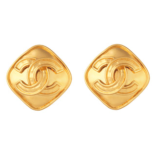 1994 Vintage Chanel Logo Clip-On Earrings