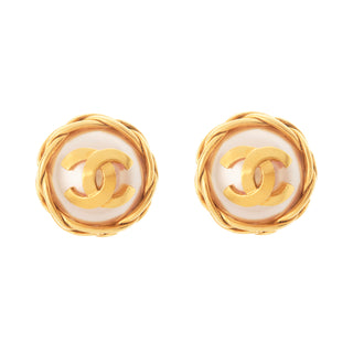 1994 Vintage Chanel Faux Pearl Clip-On Earrings