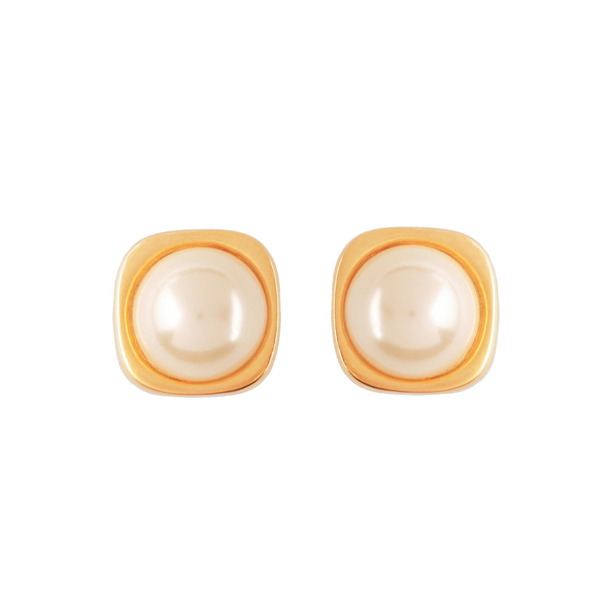 1980s Vintage Faux Pearl Square Earrings