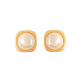 1980s Vintage Faux Pearl Square Earrings