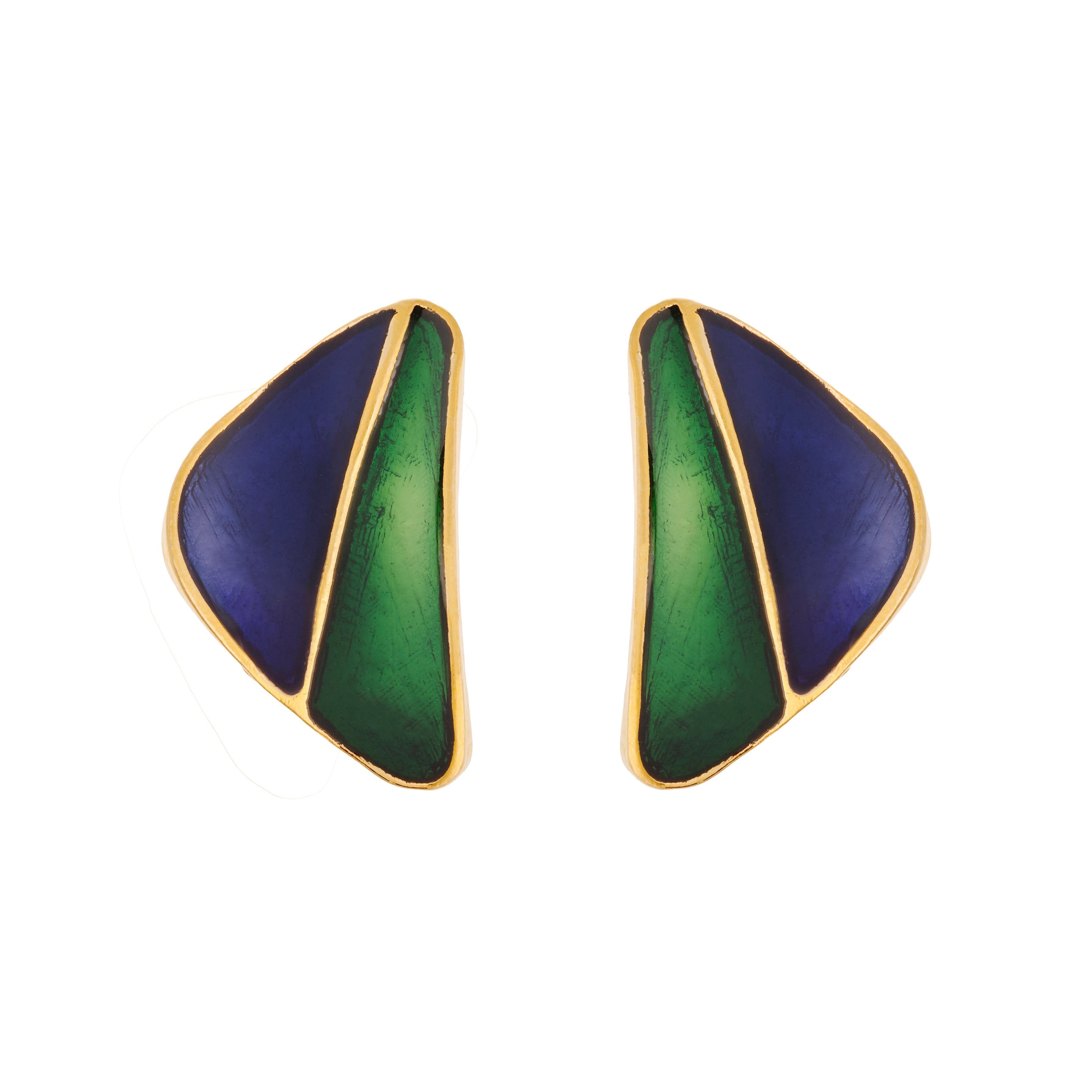 1980s Vintage Enamel Clip-On Earrings
