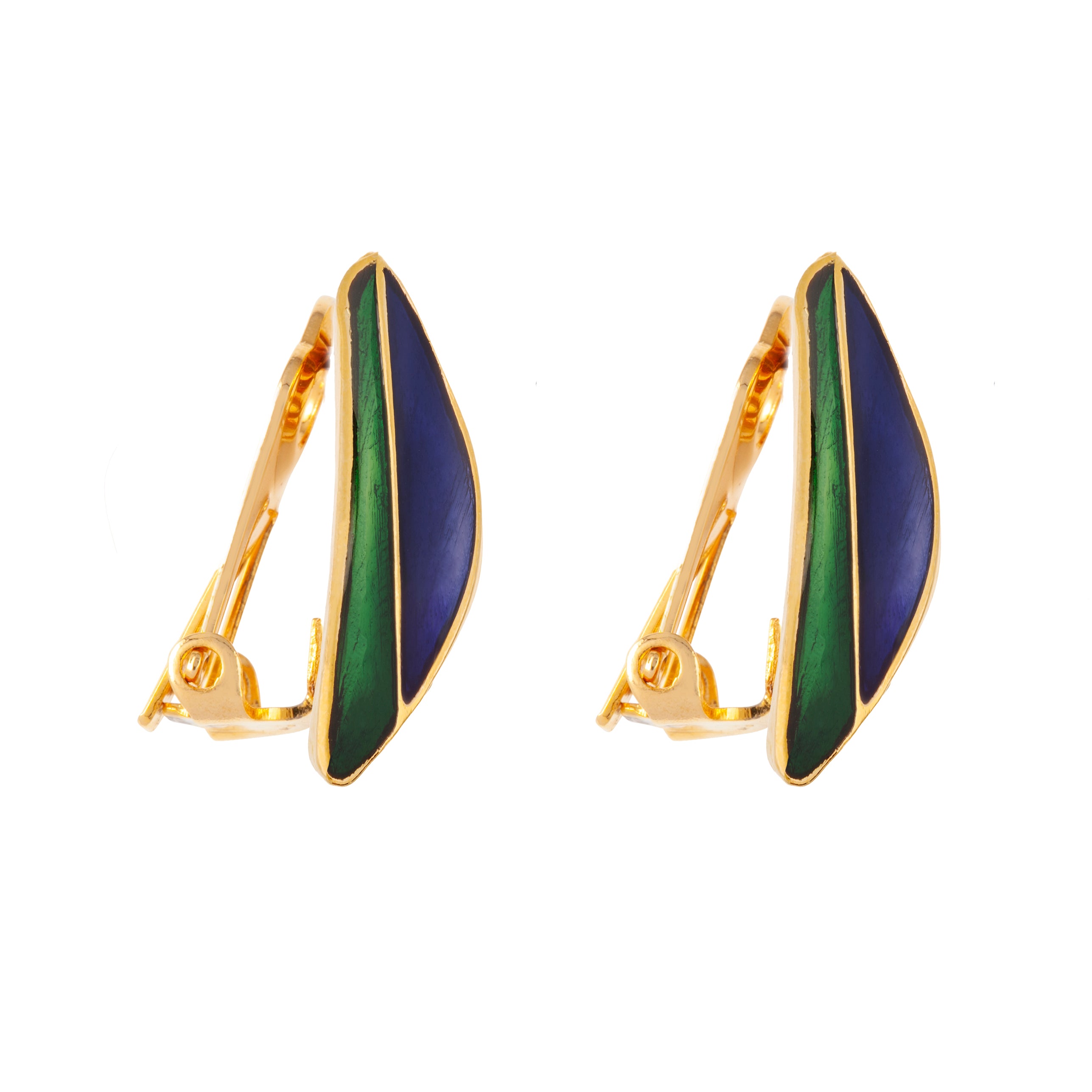 1980s Vintage Enamel Clip-On Earrings