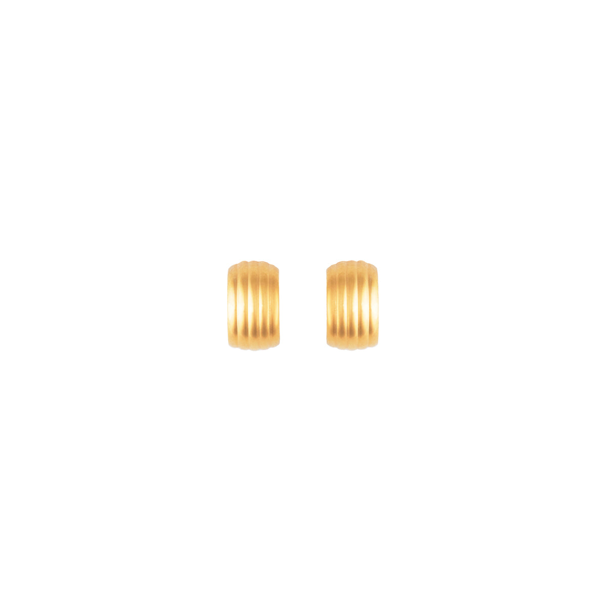 1980s Vintage Ribbed Demi Hoop Clip On Earrings