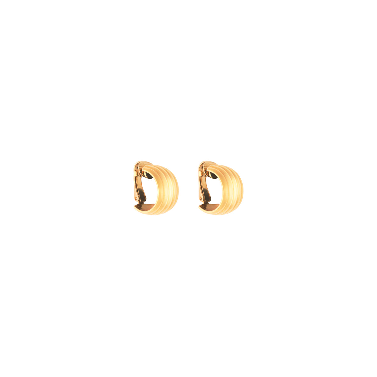 1980s Vintage Ribbed Demi-Hoop Clip-On Earrings