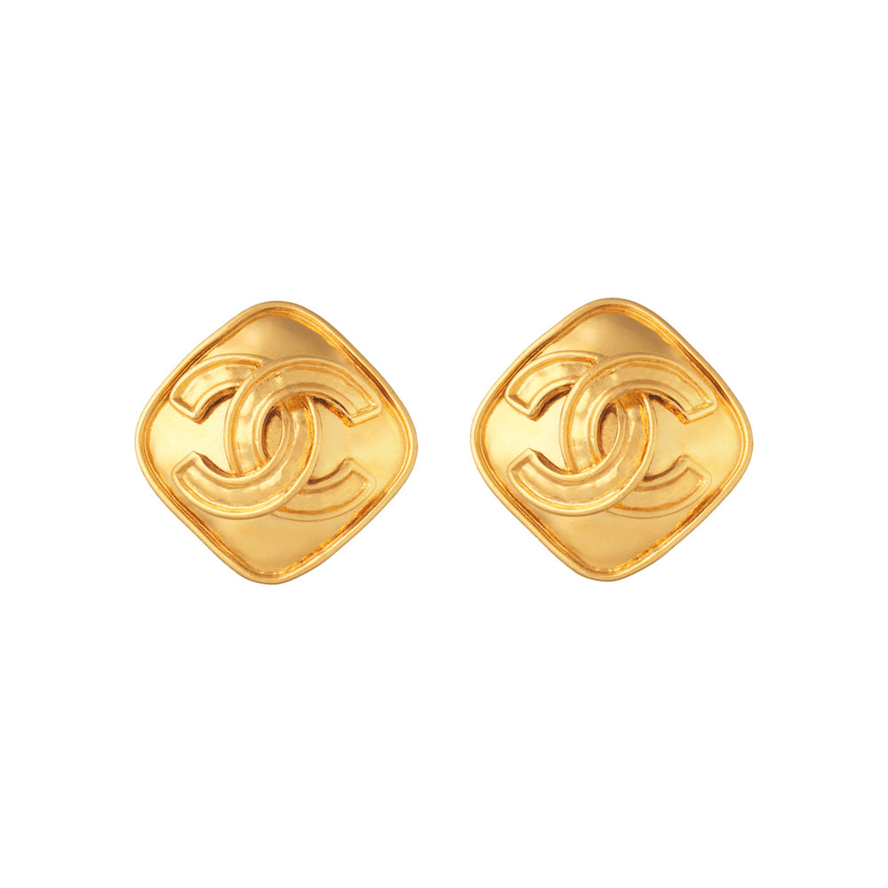 1994 Vintage Chanel Diamond Clip-On Earrings