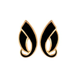 1980s Vintage D'Orlan Black Enamel Leaf Earrings