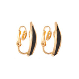 1980s Vintage D'Orlan Black Enamel Leaf Earrings