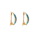 1980s Vintage Cloisonné Demi Hoop Clip-On Earrings