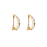 1980s Vintage Cloisonné Demi Hoop Clip-On Earrings