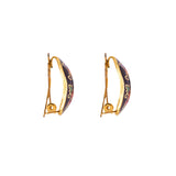 1980s Vintage Cloisonné Demi Hoop Clip-On Earrings