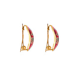 1980s Vintage Cloisonné Demi Hoop Clip-On Earrings