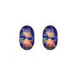 1980s Vintage Cloisonné Demi Hoop Clip-On Earrings