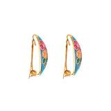 1980s Vintage Cloisonné Demi Hoop Clip-On Earrings