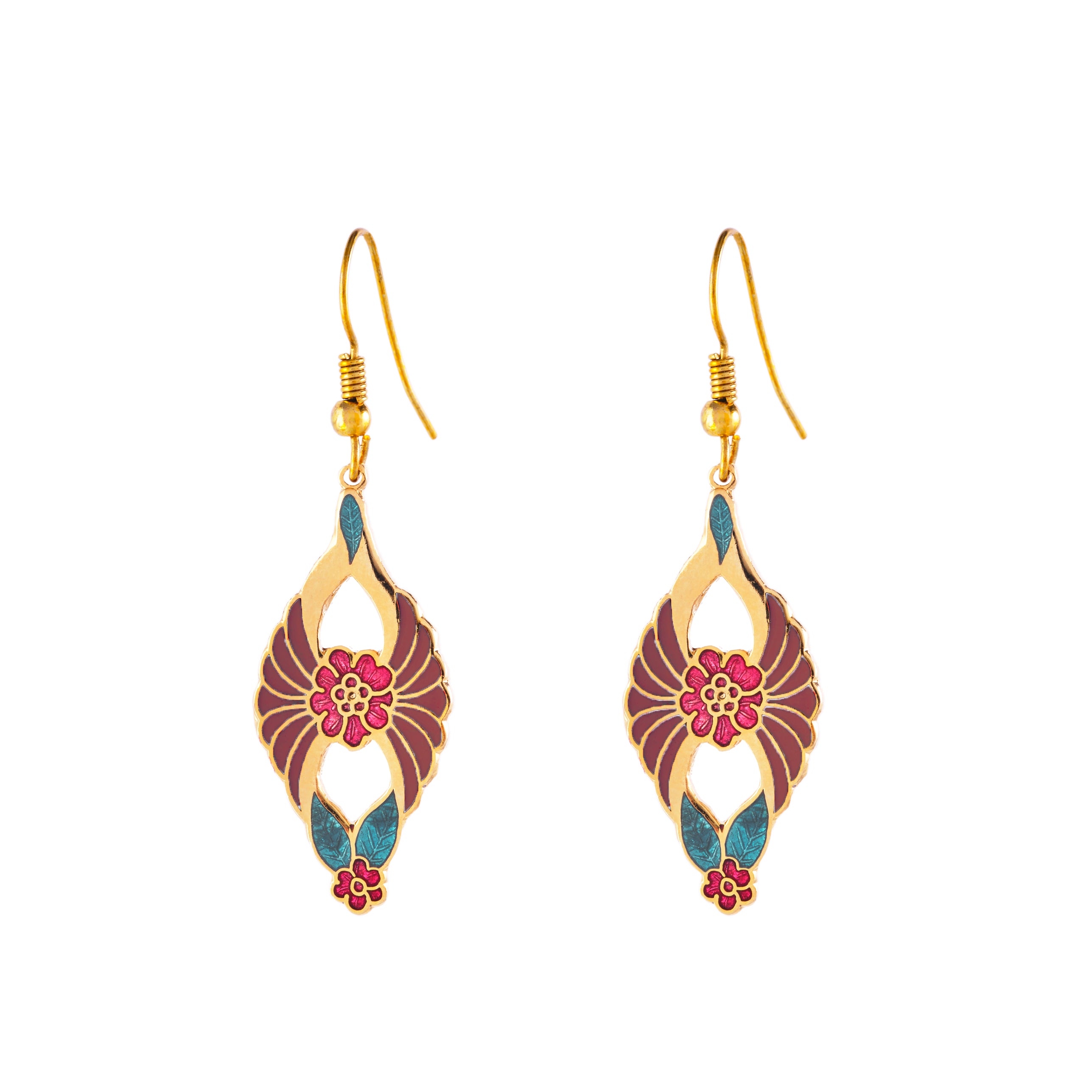 1980s Vintage Cloisonné Drop Earrings