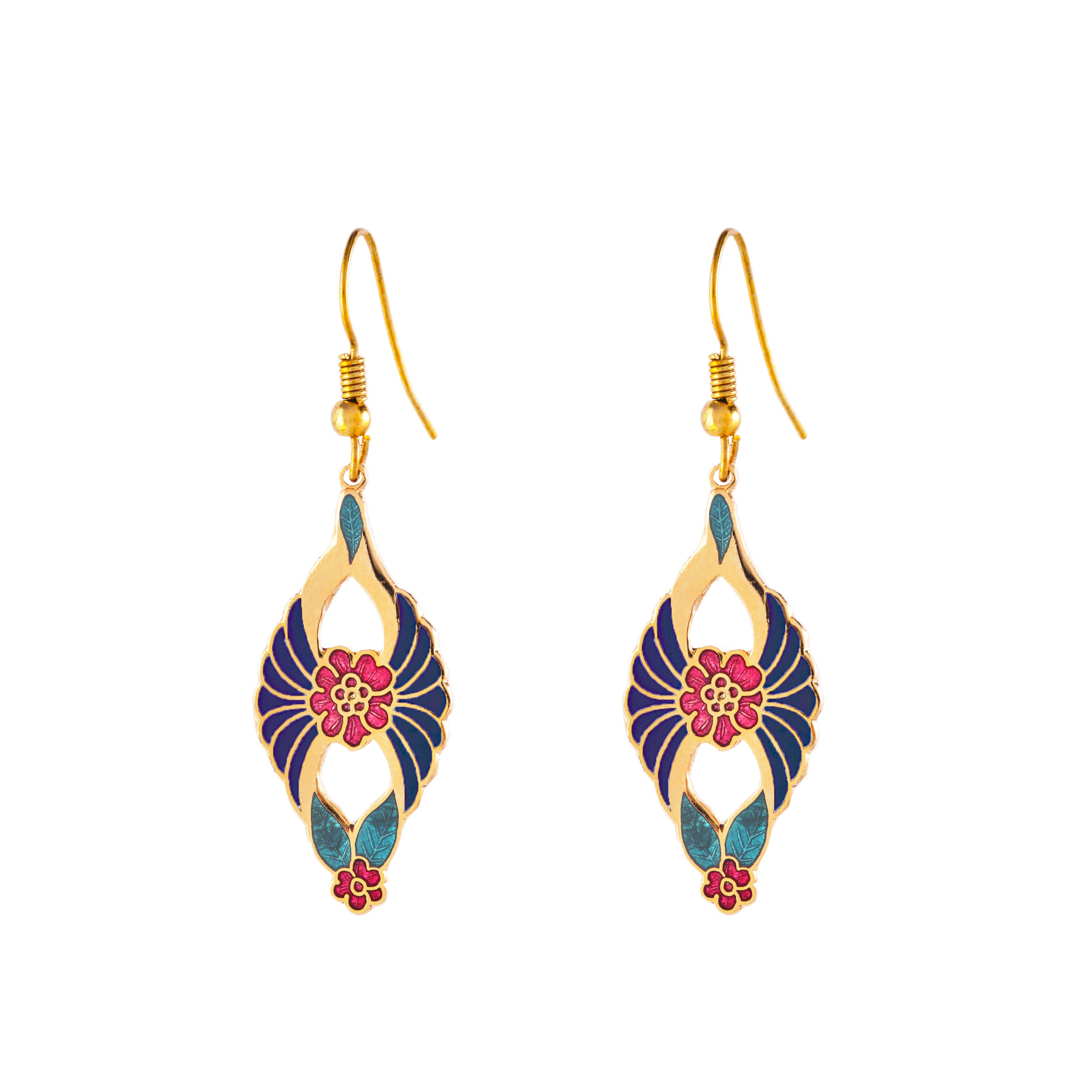 1980s Vintage Cloisonné Drop Earrings