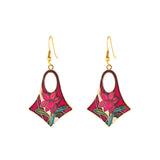 1980s Vintage Cloisonné Geometric Drop Earrings