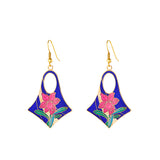 1980s Vintage Cloisonné Geometric Drop Earrings