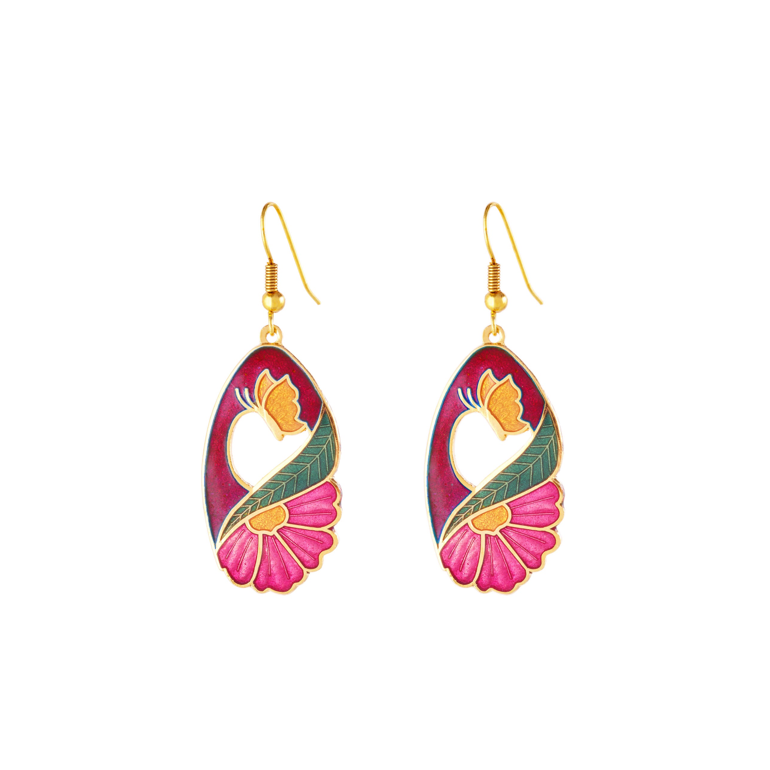 1980s Vintage Cloisonné Earrings