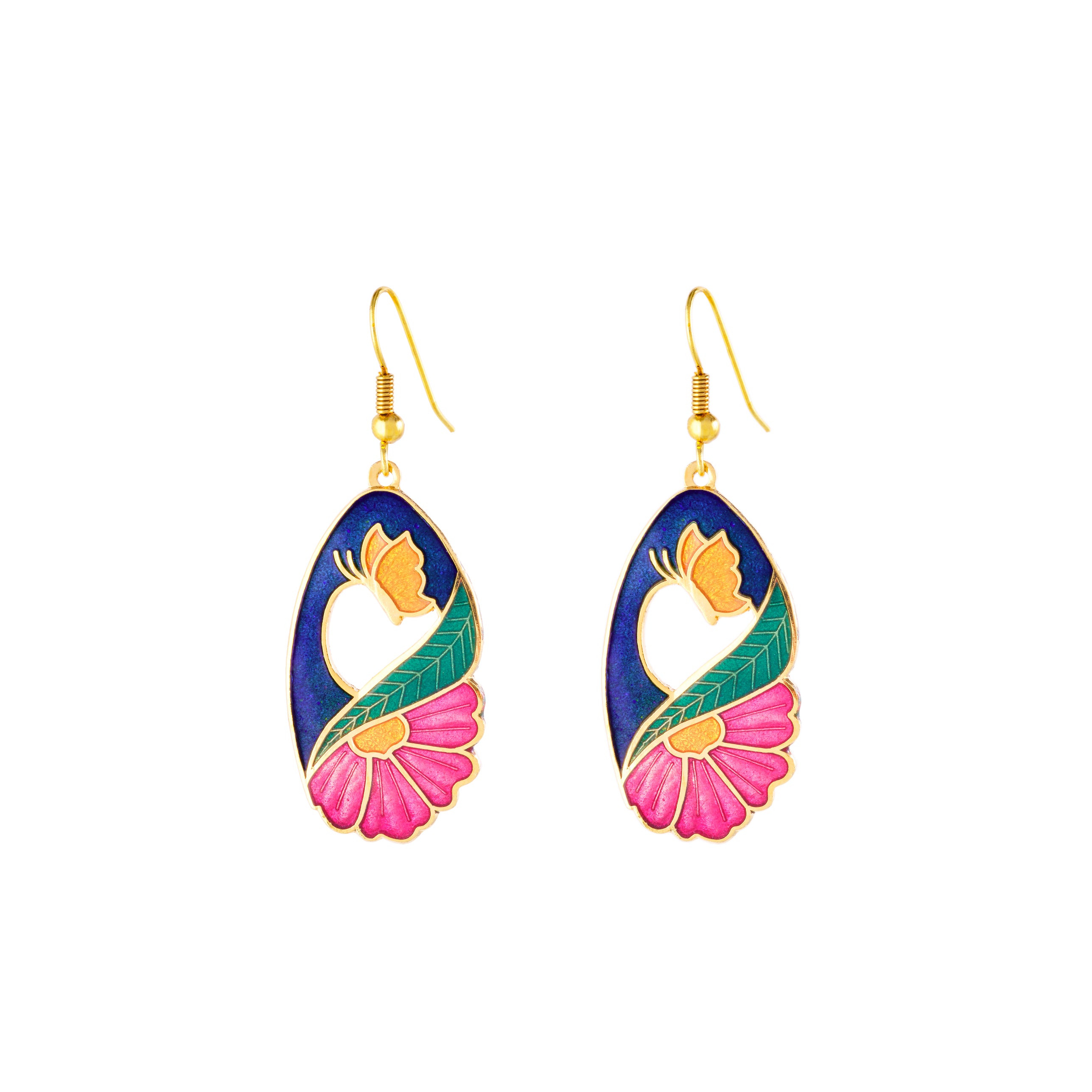 1980s Vintage Cloisonné Earrings