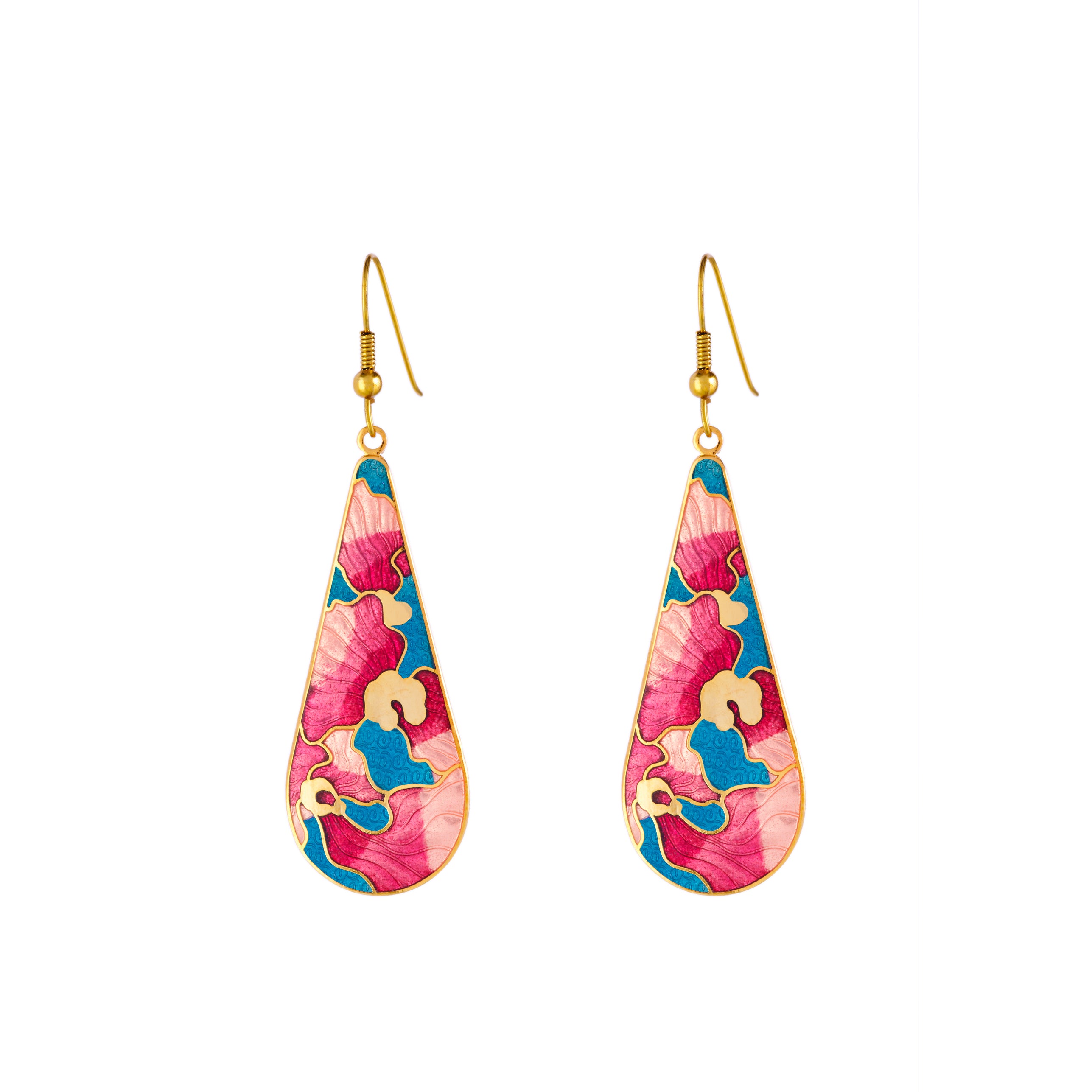 1980s Vintage Cloisonné Drop Earrings