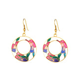 1980s Vintage Cloisonné Hoop Earrings