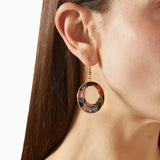 1980s Vintage Cloisonné Hoop Earrings
