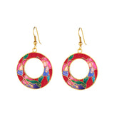 1980s Vintage Cloisonné Hoop Earrings