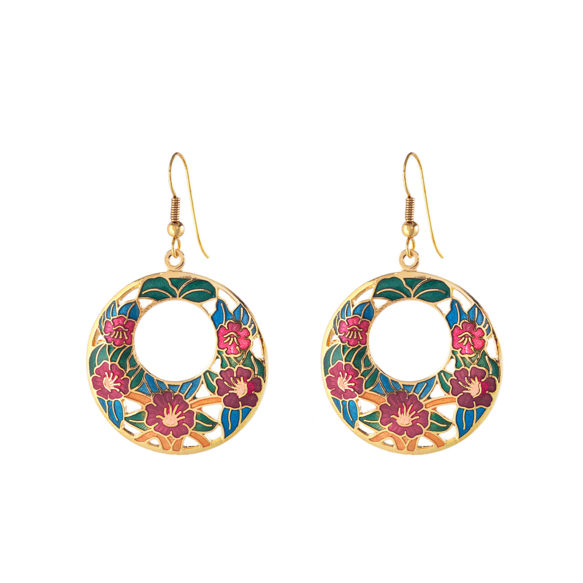 1980s Vintage Cloisonné Hoop Earrings