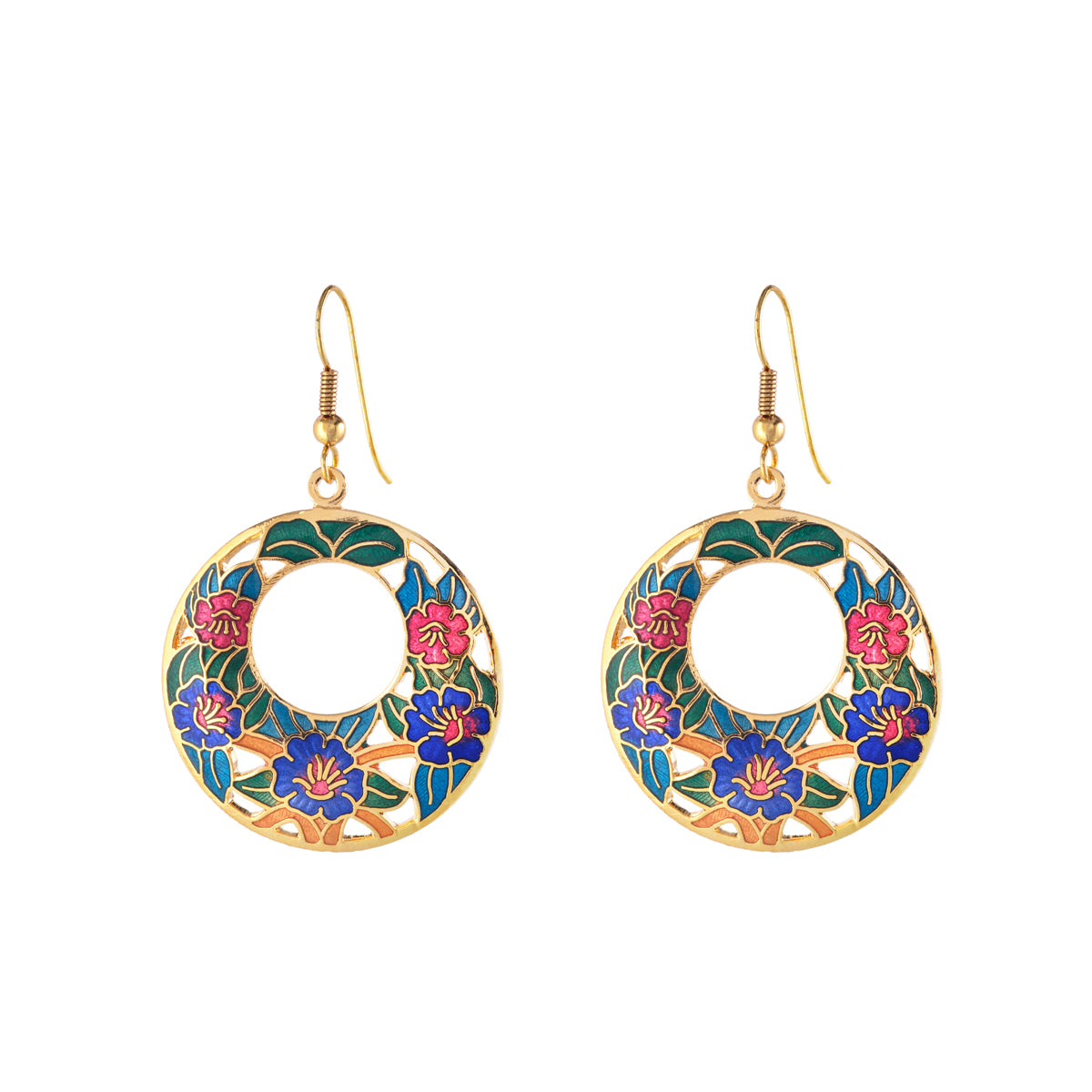 1980s Vintage Cloisonné Hoop Earrings