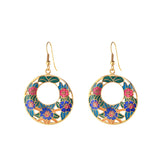 1980s Vintage Cloisonné Hoop Earrings