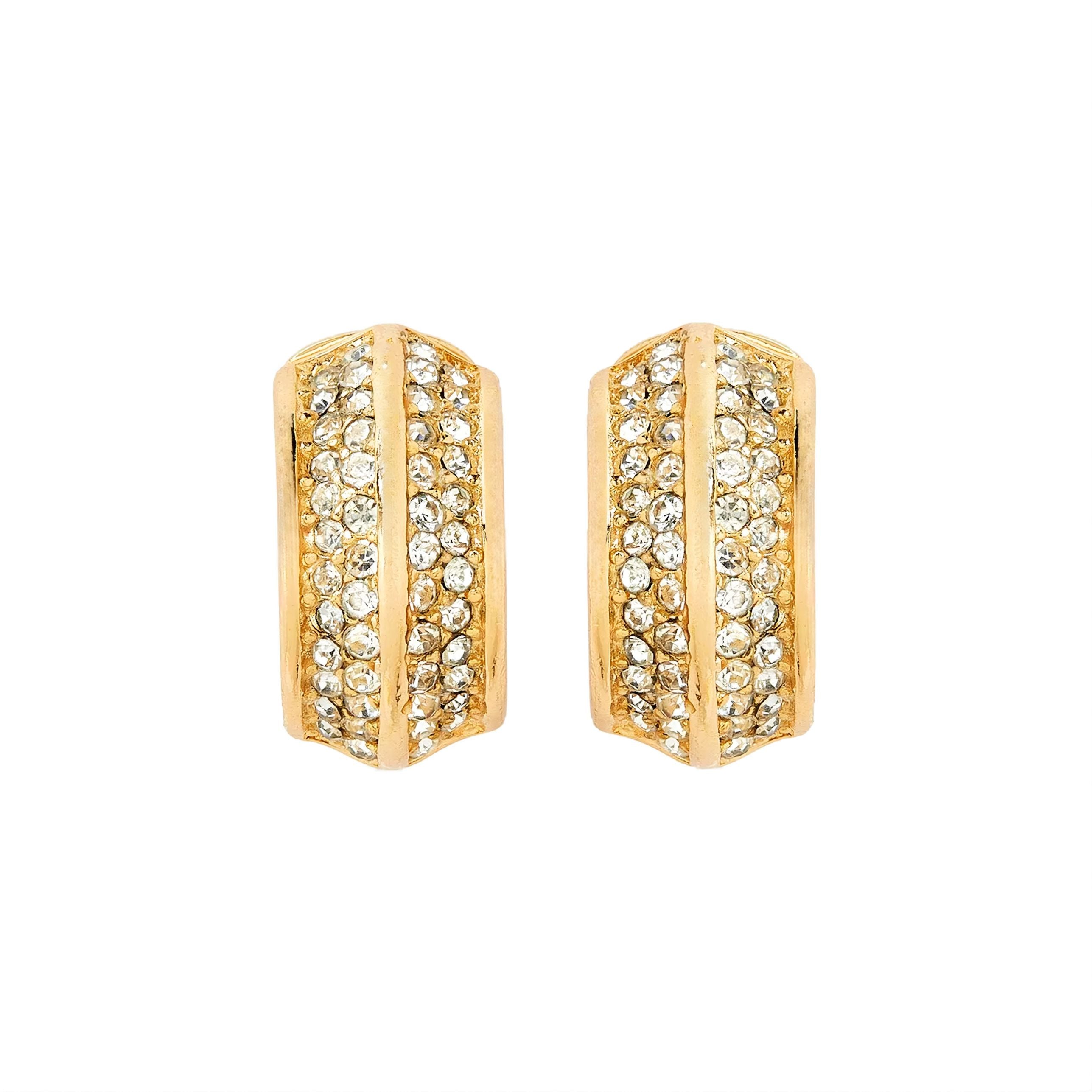 1980s Vintage Christian Dior Demi Hoop Clip-On Earrings