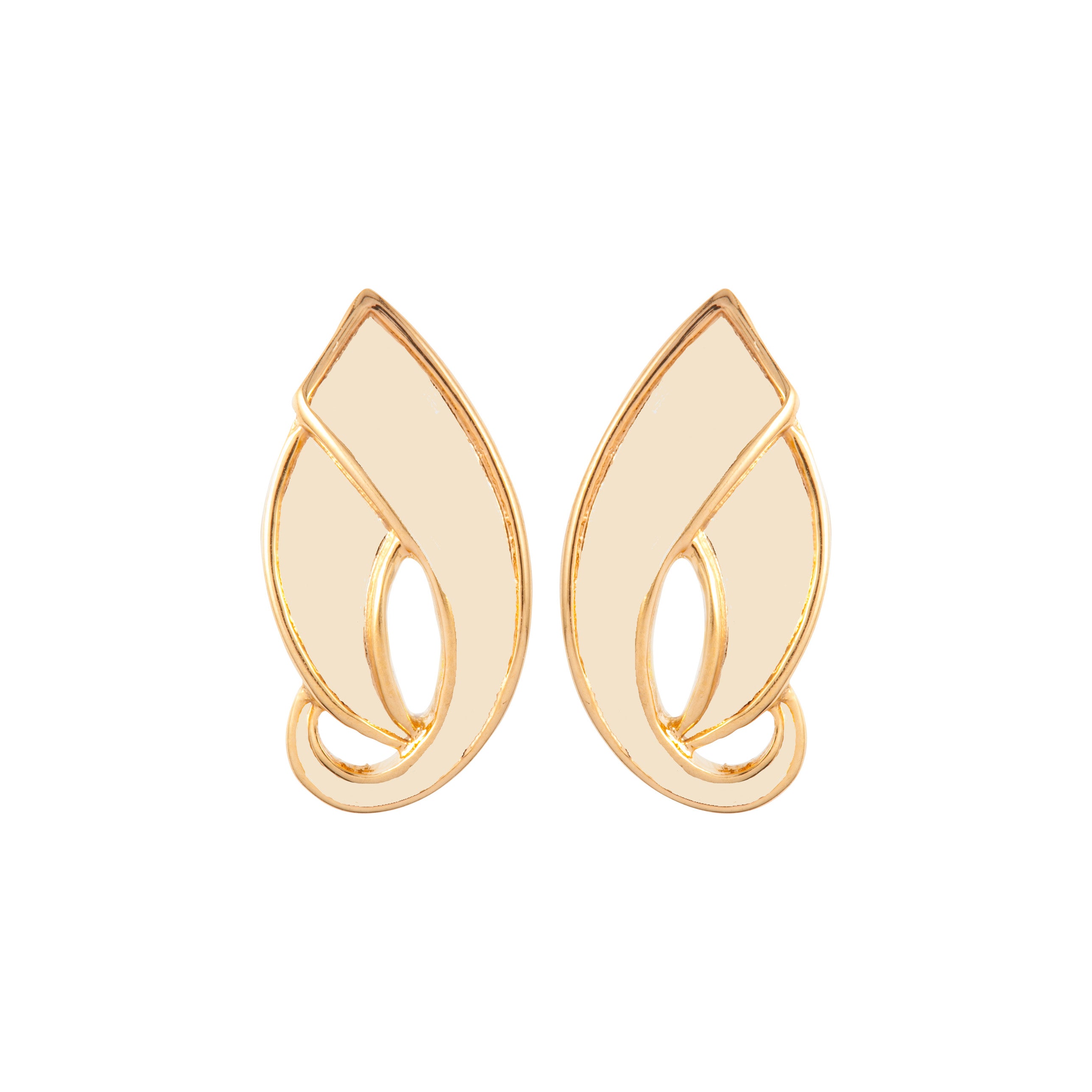 1980s Vintage D'Orlan Ivory Enamel Leaf Earrings